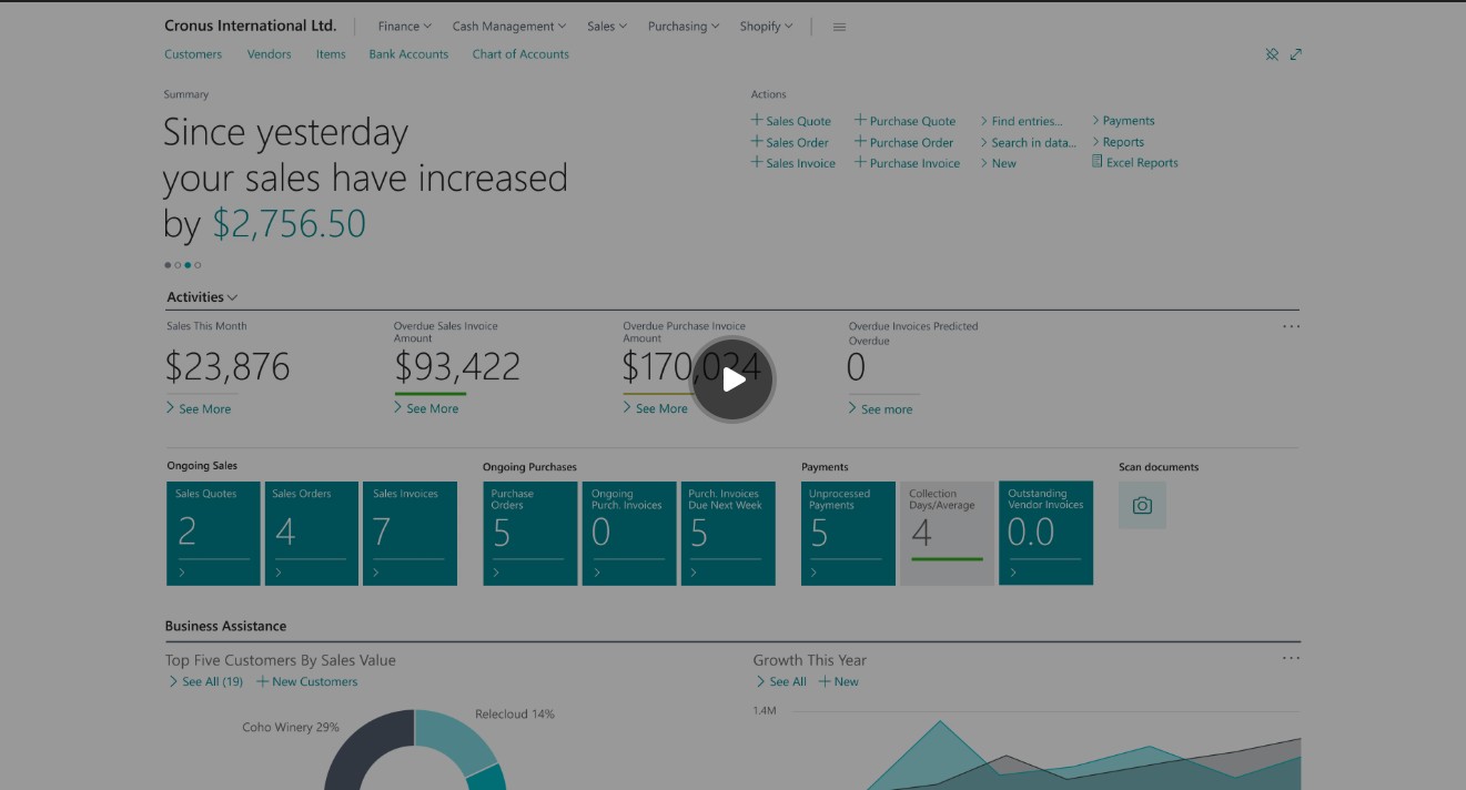 Dynamics 365 Business Central Dashboard